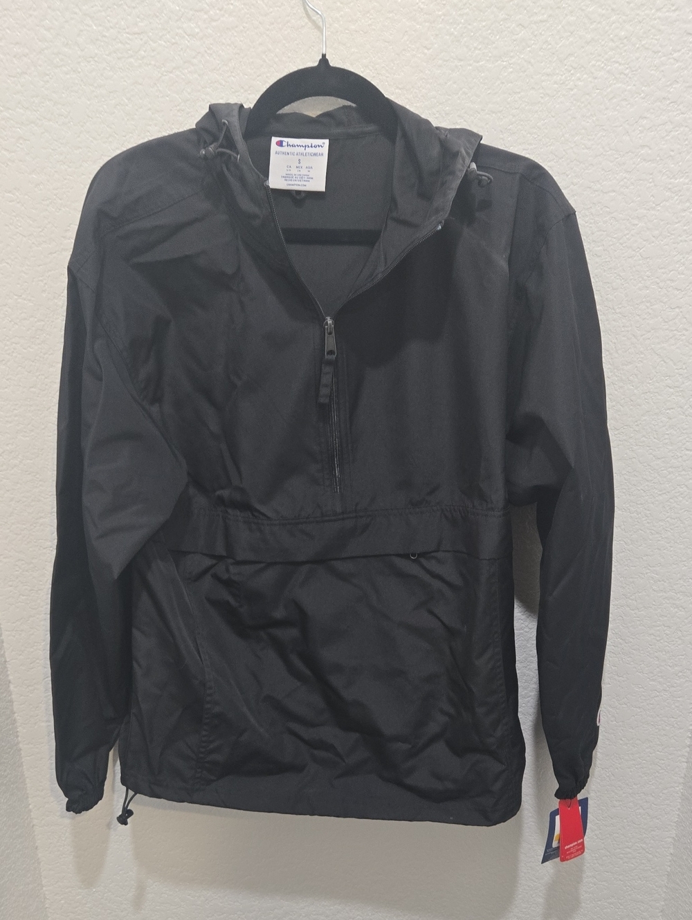 Champion Black Hooded Pullover Windbreaker